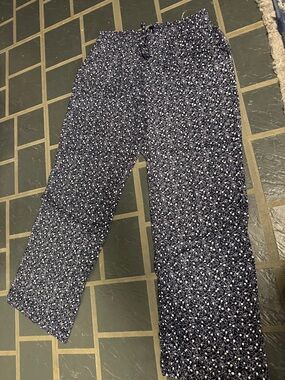 GAP Navy and White Floral Elastic Waist Pants